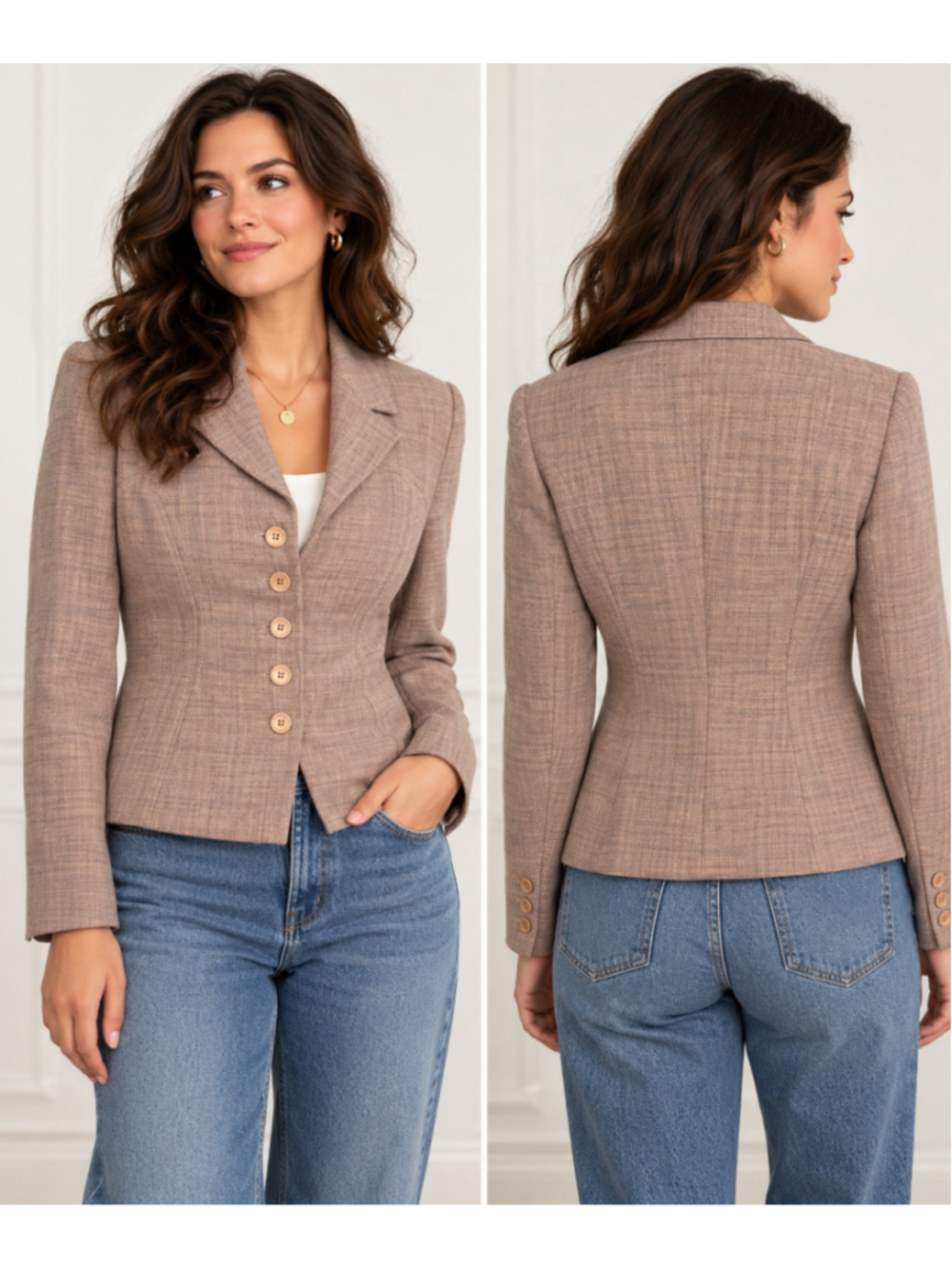 Vintage Vertigo Paris Blazer Women L Made in France Plaid Fitted Y2K Jacket